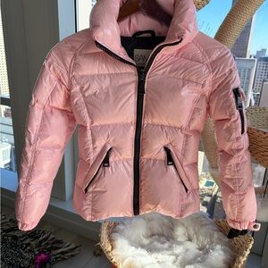 SAM Pink Puffer Jacket with Black Details